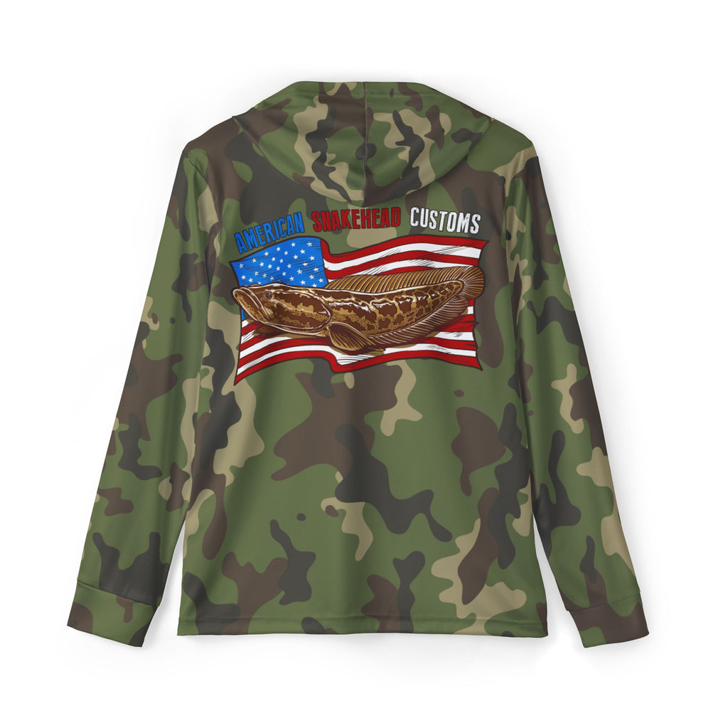 American Flag/Northern Snakehead Performance Hoodie- Classic Camo