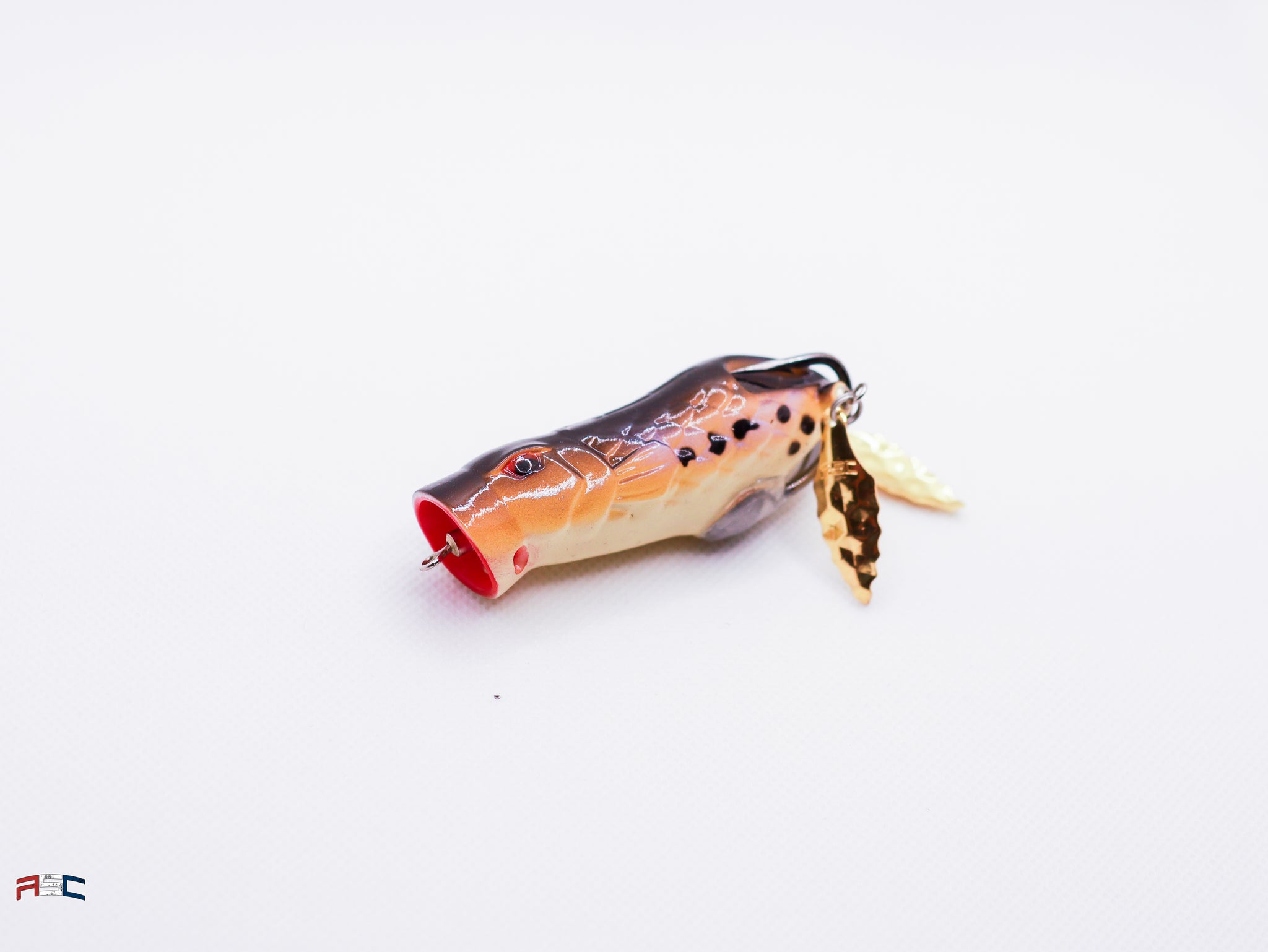 fish shaped frog lure American Snakehead Customs Pop N' Snek Frog Double Kunai / Peacock Snek