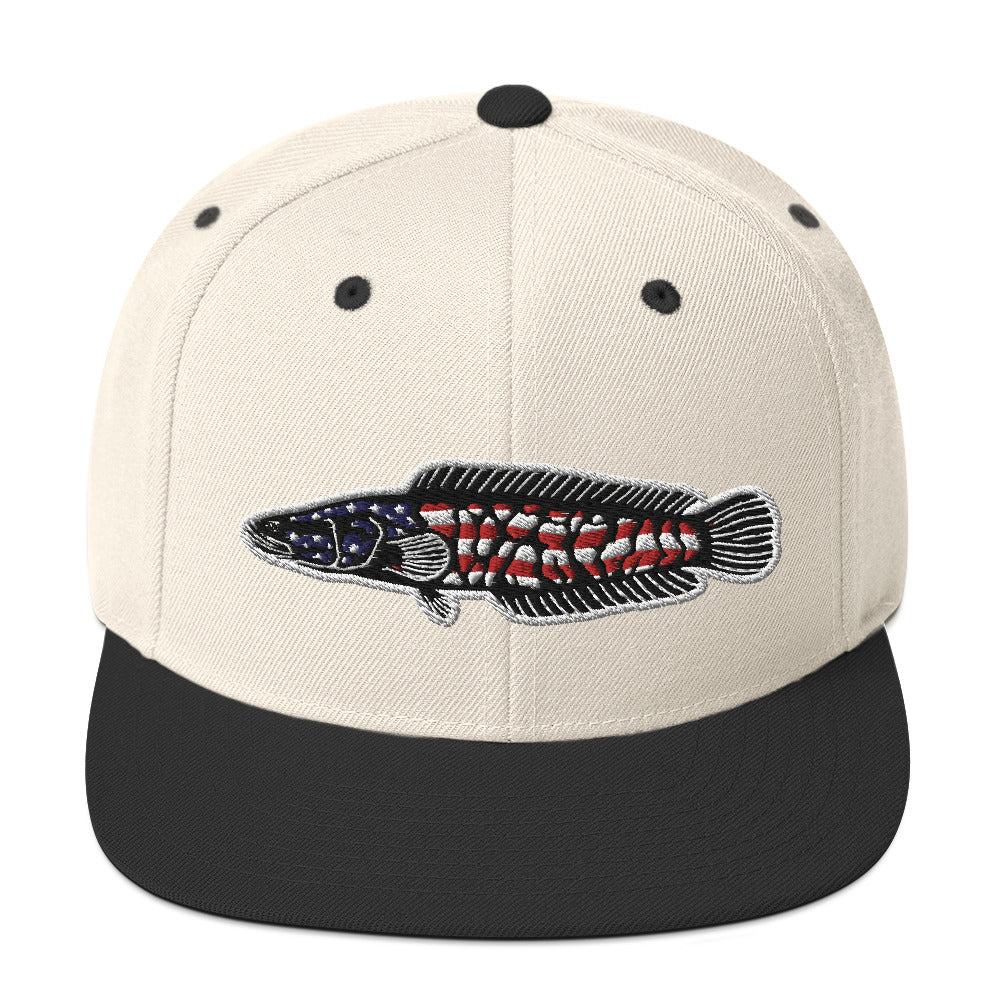Classic Snapback Hat (Flat Bill)- American Snakehead